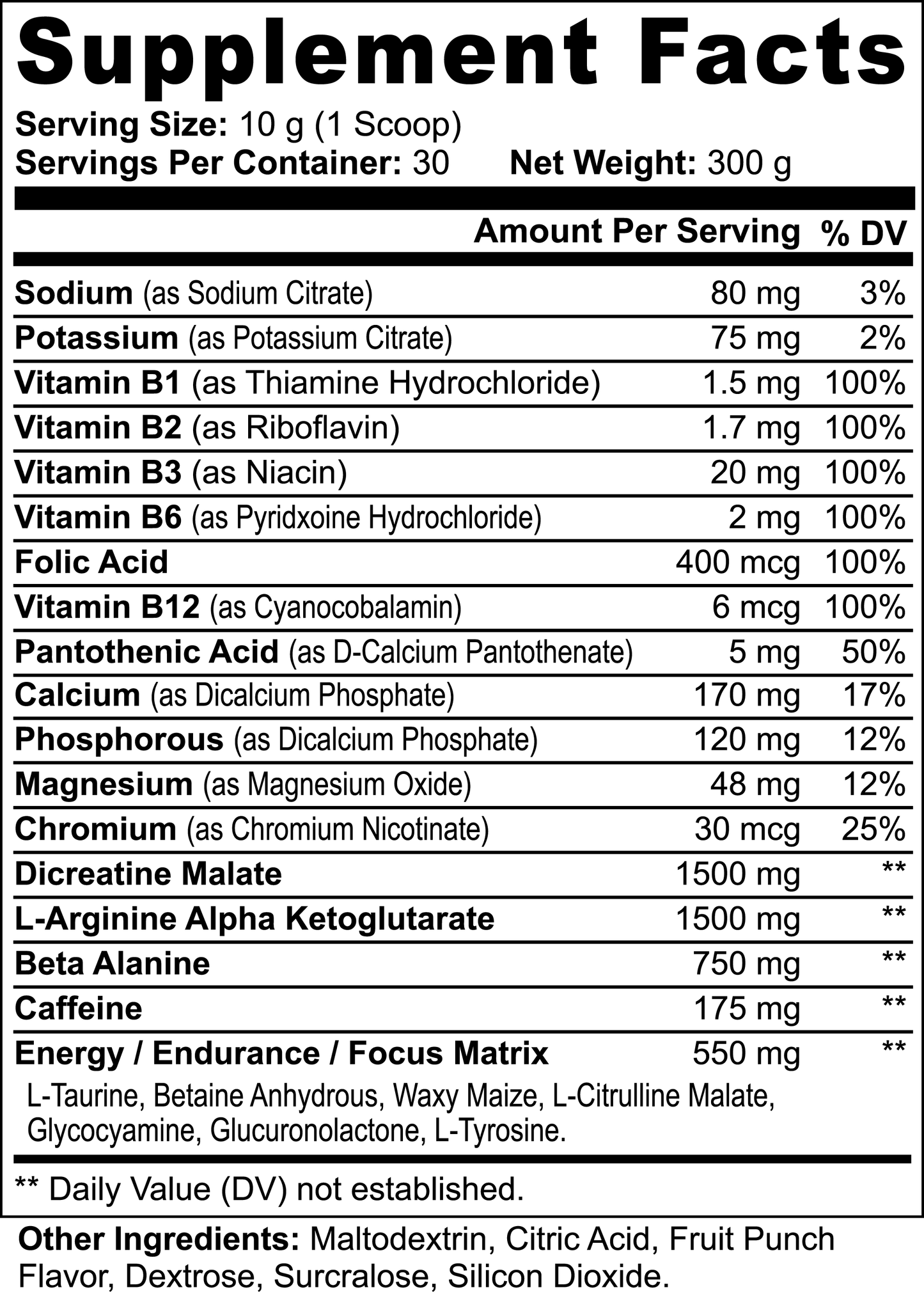 HUSSLE Pre-Workout Powder (Fruit Punch)