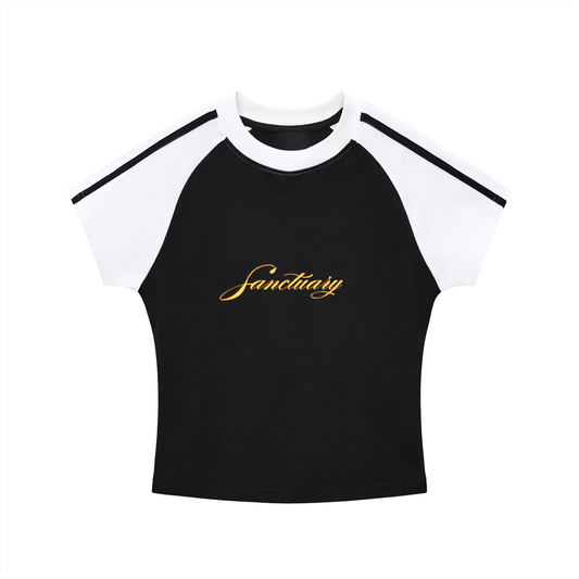 Contrast Stripes Bodycon Raglan  Sleeve T-Shirt