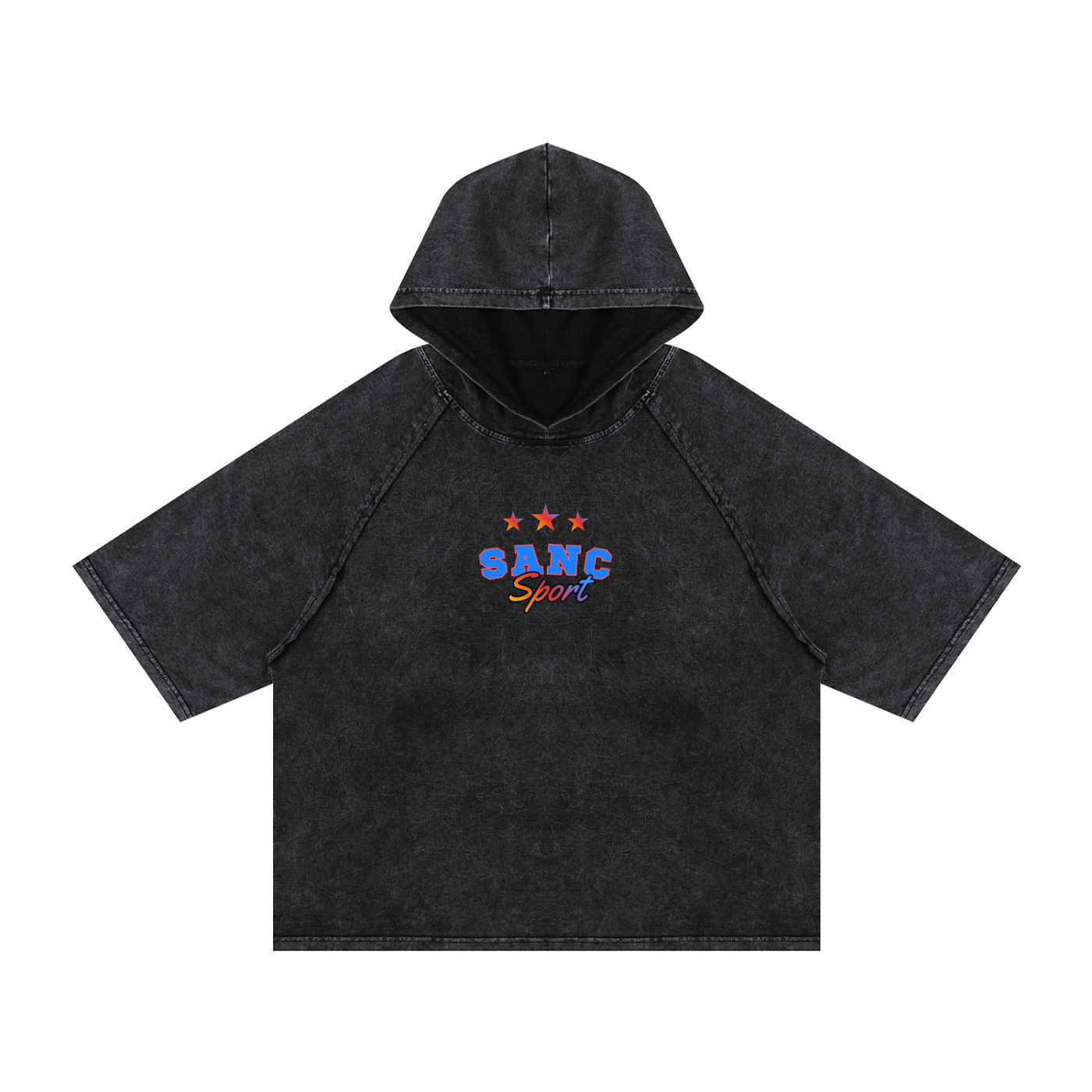 Snow Washed Hooded Boxy T-Shirt