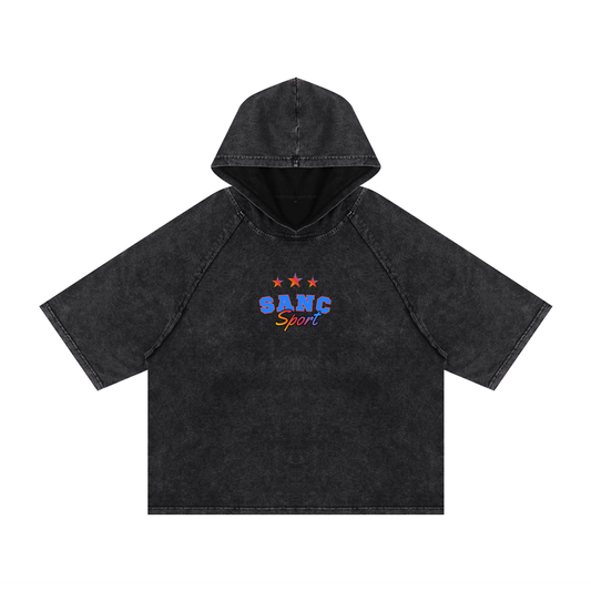 Snow Washed Hooded Boxy T-Shirt